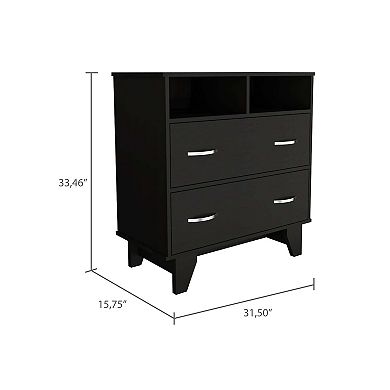 Portobelo Two Drawer Dresser, Two Shelves, Superior Top, Four Legs