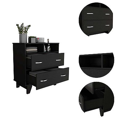 Portobelo Two Drawer Dresser, Two Shelves, Superior Top, Four Legs
