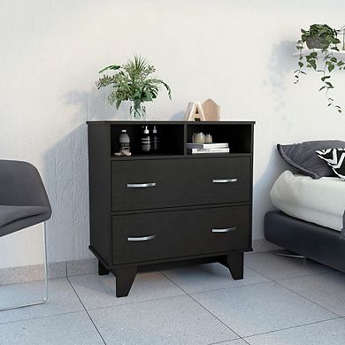 Portobelo Two Drawer Dresser, Two Shelves, Superior Top, Four Legs