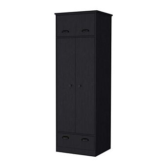 Linch Armoire with Hinged Drawer, Double Door Cabinet and 1-Drawer