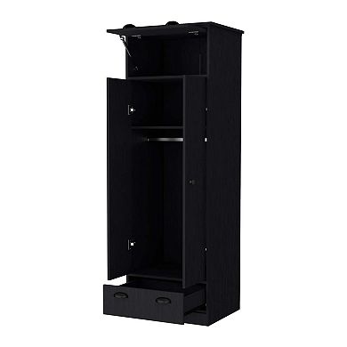 Linch Armoire with Hinged Drawer, Double Door Cabinet and 1-Drawer