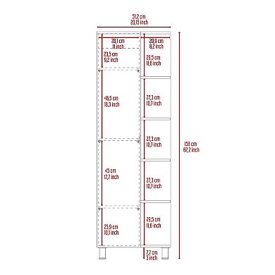 Los Angeles Linen Cabinet, Mirror, Five Shelves