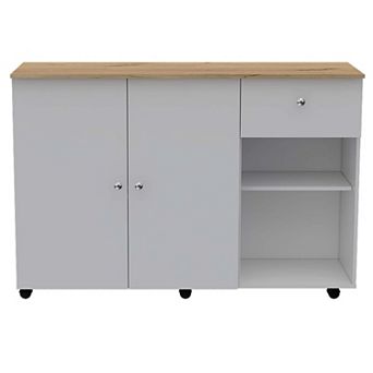 Chico Kitchen Island, Two Concealed Shelves, Two Drawers