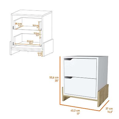 Lovell Nightstand with Sturdy Base and 2-Drawers