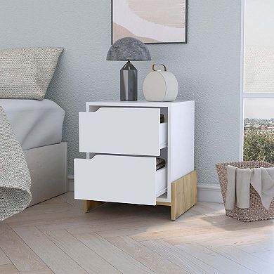 Lovell Nightstand with Sturdy Base and 2-Drawers
