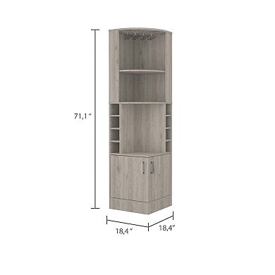 Seattle Bar Cabinet, Eight Bottle Cubbies, Two Large Open Shelves