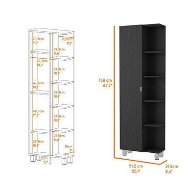Los Angeles Linen Cabinet, Five Shelves, One Cabinet, Divisions