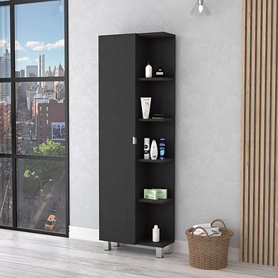 Los Angeles Linen Cabinet, Five Shelves, One Cabinet, Divisions