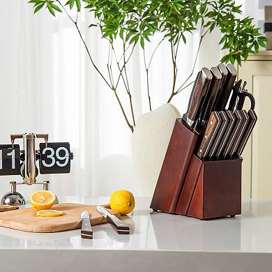Stainless Steel Knife Block Set with Ergonomic Handle