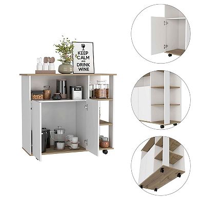 Serbia Kitchen Island, One Cabinet, Four Open Shelves