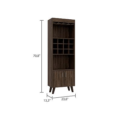 Edessa Bar Cabinet, Twelve Built-in Wine Rack, Two Shelves, Double Door Cabinet