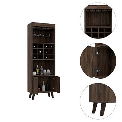Edessa Bar Cabinet, Twelve Built-in Wine Rack, Two Shelves, Double Door Cabinet