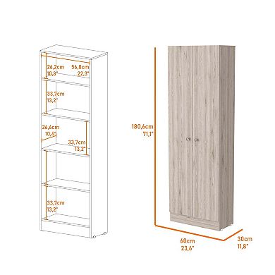 Virginia Double Door Storage Cabinet, Five Shelves
