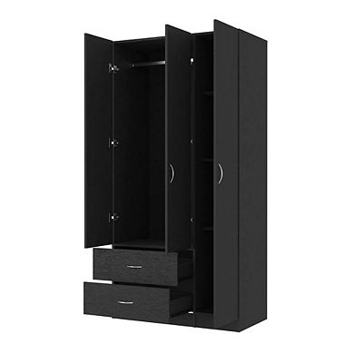 Eureka Three Door Armoire, Two Drawers, Rod