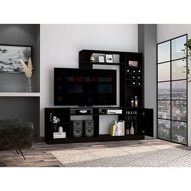 Vibrant Entertainment Center For TV´s up 78", Double Doors Cabinet, Storage Spaces, Six External Shelves
