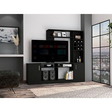 Vibrant Entertainment Center For TV´s up 78", Double Doors Cabinet, Storage Spaces, Six External Shelves