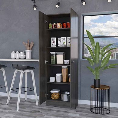 Virginia Double Door Storage Cabinet, Five Shelves