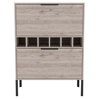 Rowan Bar Cabinet, Six Built-in Wine Rack, Double Door Cabinet