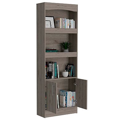 Durango Bookcase, Three Shelves, Double Door Cabinet