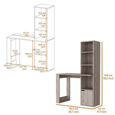 Riverton Computer Desk with Bookcase 4-Tier Shelf and Cabinet