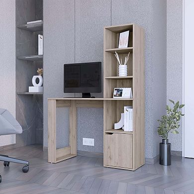 Riverton Computer Desk with Bookcase 4-Tier Shelf and Cabinet