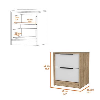 Washington Nightstand, Two Large Drawers