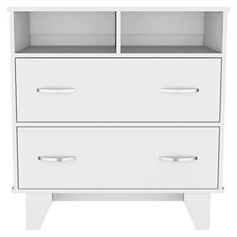 Portobelo Two Drawer Dresser, Two Shelves, Superior Top, Four Legs
