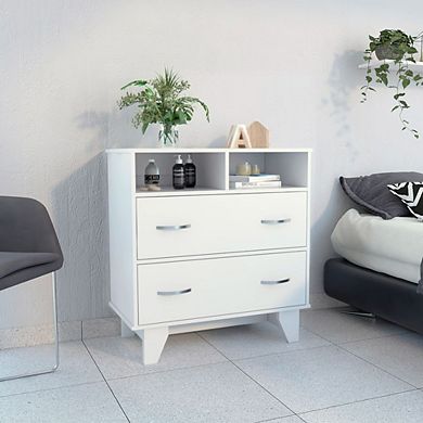 Portobelo Two Drawer Dresser, Two Shelves, Superior Top, Four Legs