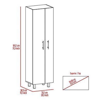 Norway Broom Closet Pantry, Five Shelves, Double Door Cabinet, Four Legs