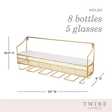 Gold Wall Mounted Wine Rack & Cork Storage