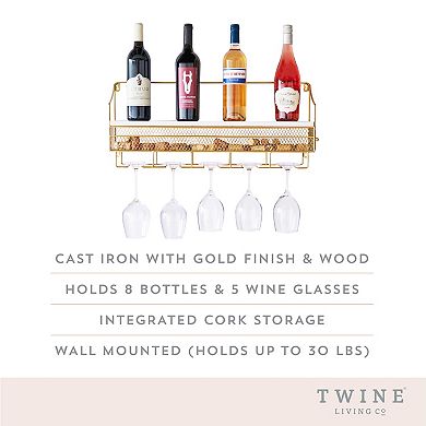 Gold Wall Mounted Wine Rack & Cork Storage