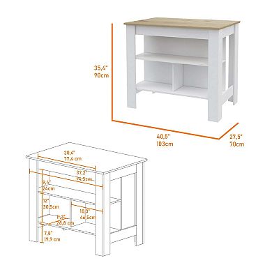 Brooklyn Kitchen Island, Three Concealed Shelves