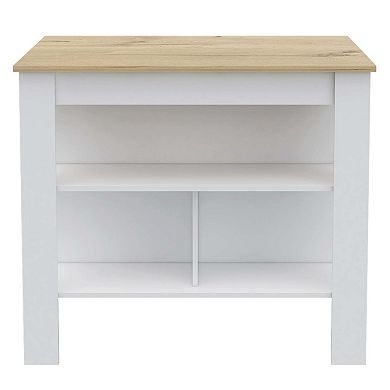 Brooklyn Kitchen Island, Three Concealed Shelves