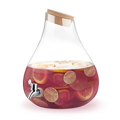 Gibson Home 0.95 Gallon Duval Glass Beverage Dispenser with Wooden Lid and  Handle
