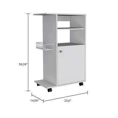 Columba Kitchen Cart, Single Door Cabinet, Four Caster