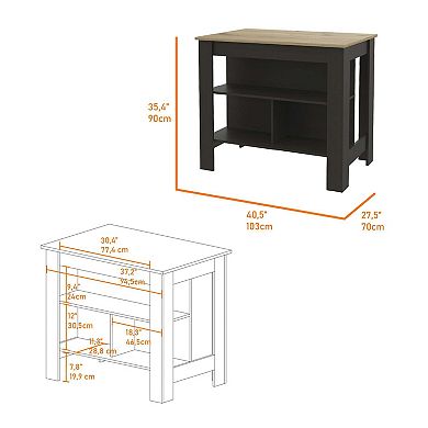 Brooklyn Kitchen Island, Three Concealed Shelves