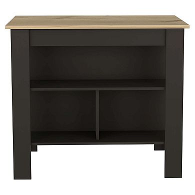 Brooklyn Kitchen Island, Three Concealed Shelves