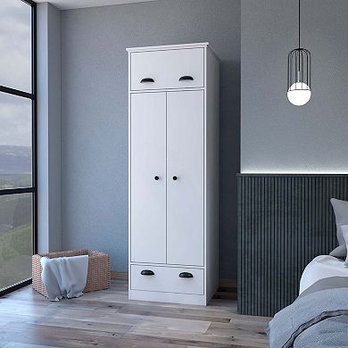 Linch Armoire with Hinged Drawer, Double Door Cabinet and 1-Drawer