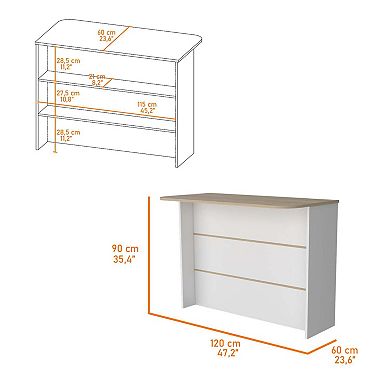 Crete Kitchen Island, Kitchen Bar with 3-Tier Shelves