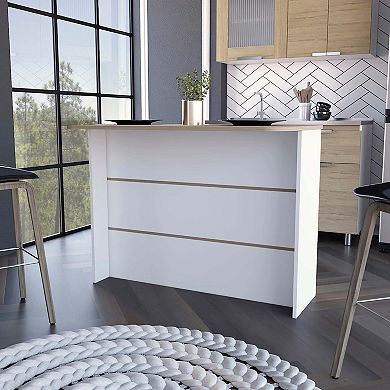 Crete Kitchen Island, Kitchen Bar with 3-Tier Shelves