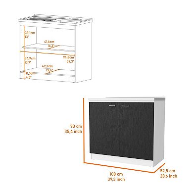 Oklahoma Utility Sink, Double Door Cabinet, Stainless Steel Countertop