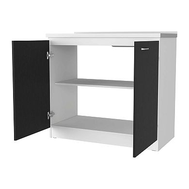 Oklahoma Utility Sink, Double Door Cabinet, Stainless Steel Countertop