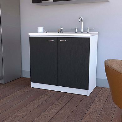 Oklahoma Utility Sink, Double Door Cabinet, Stainless Steel Countertop