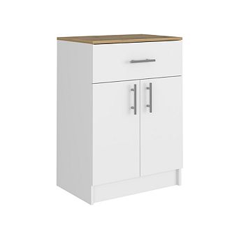 DEPOT E-SHOP Barbados Pantry Cabinet, One Drawer, Two Interior Shelves, White / Light Oak