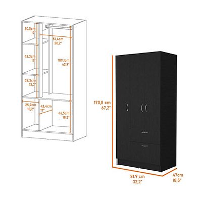 Ramblas Armoire, Two Cabinets, One Drawer, Hidden Drawer Shoes