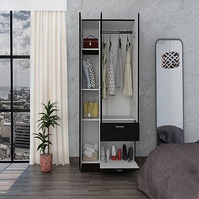 Ramblas Armoire, Two Cabinets, One Drawer, Hidden Drawer Shoes