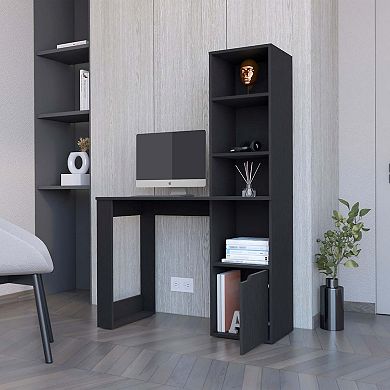 Anson Computer Desk with 4-Tier Bookcase and 1-Door Cabinet