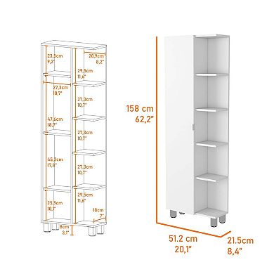 Los Angeles Linen Cabinet, Five Shelves, One Cabinet, Divisions