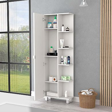 Los Angeles Linen Cabinet, Five Shelves, One Cabinet, Divisions