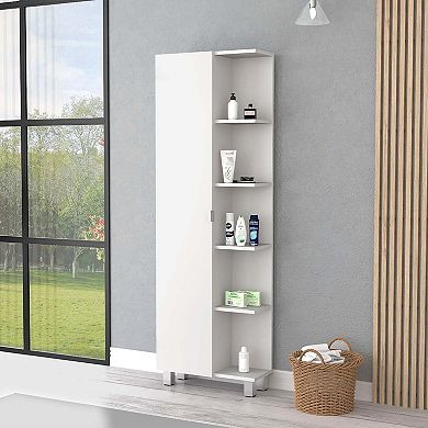 Los Angeles Linen Cabinet, Five Shelves, One Cabinet, Divisions